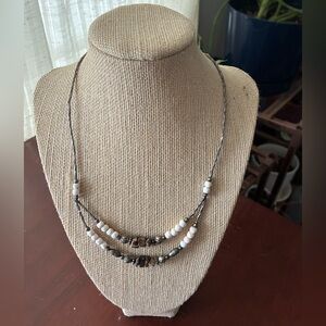 Gemstone Beaded Liquid Silver Necklace Semi Precious Stone
